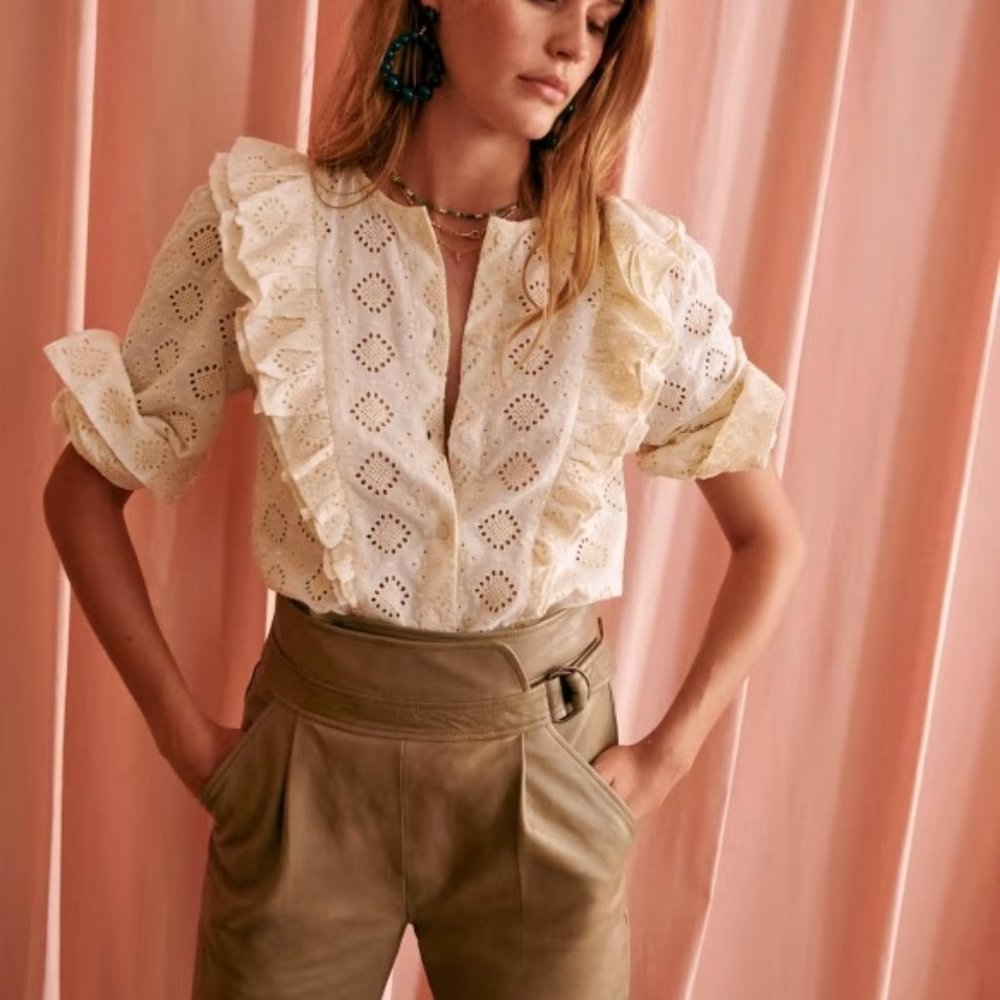 Sezane Francky Leather pants, size 38, taupe leather 100% leather NWOT